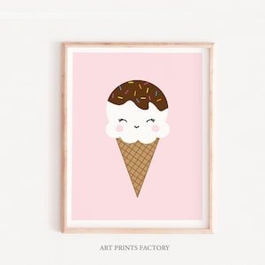 Eiscreme-Schild, Eiscreme-Druck, Eiscreme-Kegelbild, Kinderzimmerzeichen, Mädchen-Wanddekor, Sommerdruck, Kinderzimmer-Wandkunst, Geschenk für Mädchen, Druck
