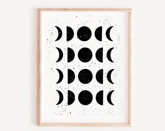 Moon phases print, Abstract Art printable, Modern Abstract Art, digital Download, Minimalist Decor, Line art, Downloadable prints, Moon Art