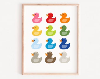 Duck Print Bird Print Art Print Nursery Decor Duck Art Nursery Art Bird Art Wall Decor Wall Art Rainbow Print Kids Room Decor Nursery Art