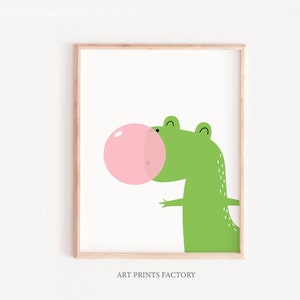 dinosaur wall art, dinosaur WITH GUM, printable art, t rex wall art, large dinosaur art poster, printable wall art, nursery decor, children