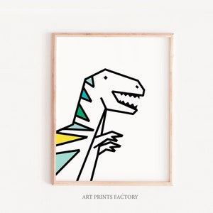 Dinosaur Print Dinosaur Poster Dinosaur Wall Art Dino Print Dinosaur Art Print geometric Poster Kids Room Decor Art for Kids Room Trex T Rex