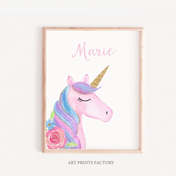 Personalised Name Sign, Unicorn Custom name Nursery Print, Baby girl art, Letter Print, Name Poster, Girl Room Print, Printable Name, girl