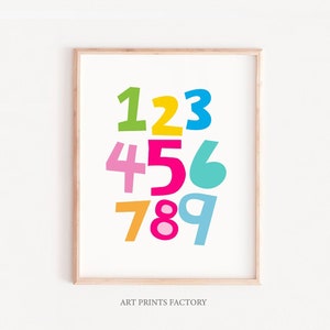 kids Numbers print, PRINTABLE number art, 123 poster, nursery decor, playroom printable, girls wall art print, counting print,playroom decor