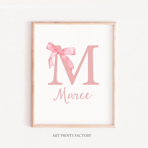 Name art for girl,  bow GIRL PRINT, Name Art for Nursery ,Name Art Print, pink Bow Nursery, bow Wall Art, Personalized gift, custom girl art