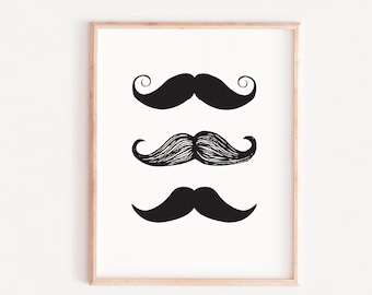 Mustache poster, kids wall art, boys prints, mustache decor,  mustache download, mustache wall art, mustache prints, mustache nursery