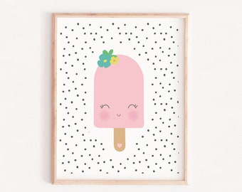 Pink Popsicle Print, GIRLS print, nursery Wall Art, ice cream Art Print, cute Printable for girls, summer Decor, Summer Decor, Digital Print