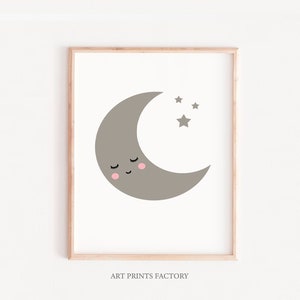 MOON nursery print, Nursery moon, Moon wall art, Baby room wall art, Cute poster, Cute art, Art for kids, Nursery print, Kids decor, girls