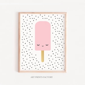 NURSERY Ice Cream Print, Ice cream poster,pink ice cream Ice cream wall art, food poster, Kitchen printables, Kitchen Poster, gift for girls