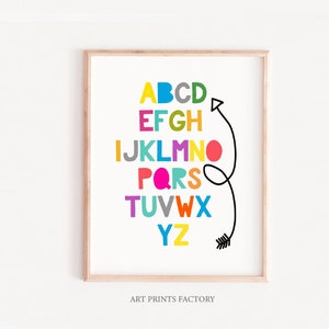 Alphabet arrow Poster, Colorful Nursery Wall Decor, ABC Art, Nursery Prints,Letters Alphabet Print,Instant Download Letters kids prints Gift