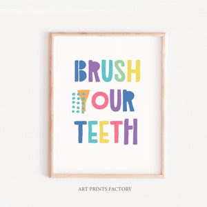 Brush Your Teeth, kids bathroom print, Printable Kids Art,Bathroom Prints,Nursery Print, Art for Kids,Printable Print,Digital Download,