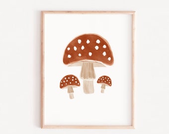 mushroom print, nursery art, woodland wall decor, nursery wall decor, mushrooms printable, mushroom watercolor print, kids wall art, nature