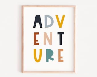 Adventure Kids Room Print: Minimalist Typography Poster (Instant Download) boys wall art