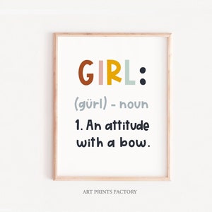 Girl definition, Girl nursery, earth color Printable art, Definition print, Girl nursery decor, Baby girl gift, Nursery decor girl, neutral