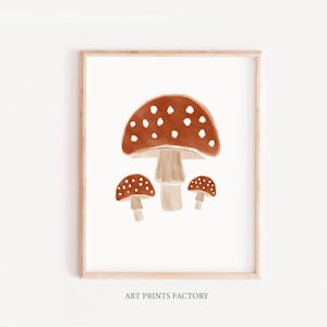 mushroom print, nursery art, woodland wall decor, nursery wall decor, mushrooms printable, mushroom watercolor print, kids wall art, nature