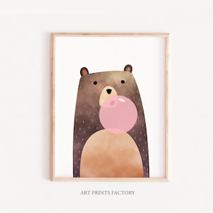 Bär, Bärendruck, Bärengummi, Bären Poster, Kinderzimmer Waldkunst, Waldtiere, Waldtier, Kinderzimmer Kunst