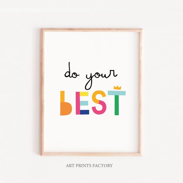 Colorful Wall Art, do your best, kids printable art, Quote Prints, Reading Quote, Colorful Words Art, Kids Room Decor,nursery print,positive