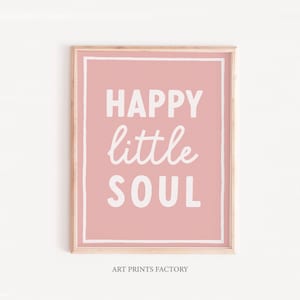 Alma pequeña feliz, arte de pared imprimible para niñas, impresión infantil, arte retro para niñas, habitación para bebés imprimible, arte decorativo, impresión para niños, cartel infantil para niñas