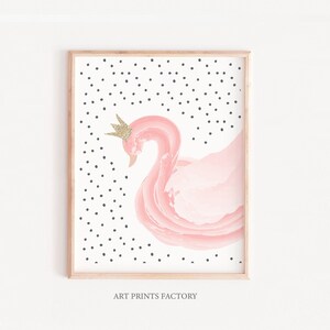 nursery swan printable, Girls nursery printable, pink wall art, swan decor, baby girl gift, DIY printable art, baby shower gift, new baby image 1