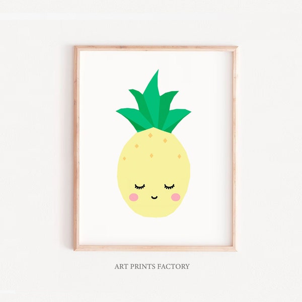 spring nursery art, pineapple printable, Hello Spring, summer Print Download, girls Printable, nursery Print, Digital Art Print, fruit art