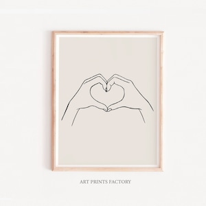Liebe Hand druckbare, One Line Zeichnung Druck, schwarz beige Hände Kunstwerk, Hand Poster, Original Minimalist Paar Kunst, Minimal Fine Decor.