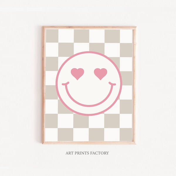 Dorm Decor For College Girls, girl print, Wall Decor Over The Bed For Girls, checkered Pink Teen Prints, Digital Download, Wall Art Trendy,