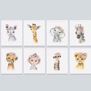 SUPER SET! Safari Baby Nursery, Baby Girl Nursery, Girls Room Prints, Jungle Baby Nursery, Prints, Digital Download, nursery gallery wall
