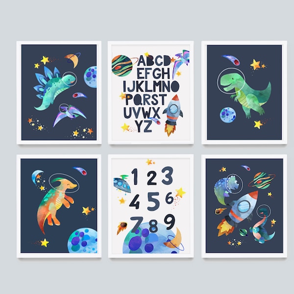 Láminas de dinosaurios para guardería: Decoración infantil (descarga digital)