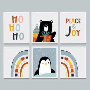 Linda decoración navideña / 6 imprimibles de arte de pared navideño / impresiones navideñas para niños / decoraciones navideñas / arte de pared de invierno / navidad digital