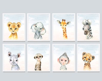 Set of 8 nursery animals,Safari Animals Nursery Prints, Nursery Animals Art, Jungle Nursery Decor, Safari Nursery Wall Art ,Baby Decor print