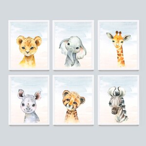 Safari Nursery Decor, Animal Nursery Prints, animals sky Nursery Print,Peekaboo Nursery, Safari Animal,Safari Nursery,Neutral Nursery Prints