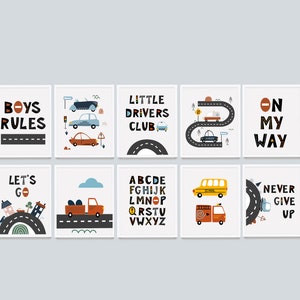 Set of 10 Cars Printables, Transportation prints, Boy nursery art,Transportation wall art, Boy room car decor,Car art prints,cars little boy