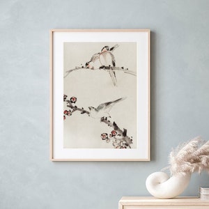 Japandi style, VÖGEL Japanischer Kunstdruck, antike japanische Kunst, Home Decor Wandkunst, antike Illustrationen, japanische Wandkunst, trendiges Dekor