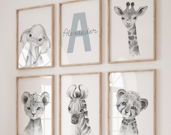 Safari Tier Drucke: Baby Bilder Set von 6 (Digitaler Download)