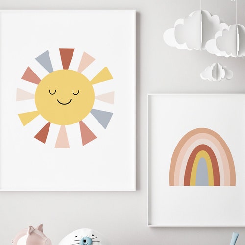 Rainbow Nursery Art Earthy Colors Rainbow Print Gender Etsy