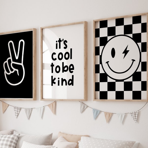 Its cool to be kind, kids wall print, Downloadable Print, Boy Nursery Decor, Kids Room, Monochrome Play Room Decor, Quote Kids Wall Art