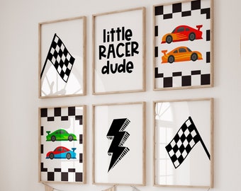 Racing Car Nursery Prints, Boy Playroom Printable ,Set of 6, cars Wall Art, Race Car Poster, modern boys decor, Race Car Prints, DIGITAL art