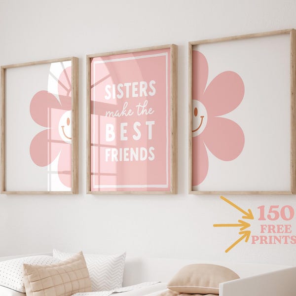 Schwestern machen die besten Freunde, Kunst, Retro kinder Wand Kunst, Kinderzimmer Wand Kunst, Mädchen Wand Kunst, blush rosa, Kinder Wand Kunst, Mädchen Drucke
