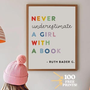Ruth Bader  printable art, kids quote print, digital print, girl&#39;s room decor,rainbow, minimal, modern girl&#39;s nursery, inspirational print