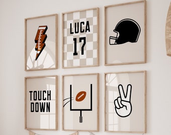 Football Prints Set: Custom Name, Sport Kids Bedroom Decor (Downloadable Prints)