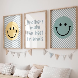 Brothers Make Best Friends, Smiley Druck, Neutral Toddler Print, Geschwister Printable, Boyhood, Brotherhood Sign, Geschwister Jungen Wandkunst