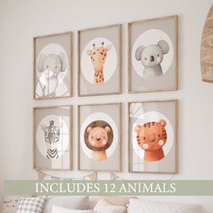 Set of 12 jungle Animals, Safari Animal Nursery Prints, safari animals, safari nursery, gender neutral nursery, Boy Nursery,girl nursery art