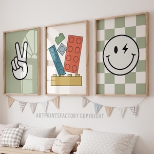 Boys Building Blocks Prints: Playroom Wall Art (Digital Download)