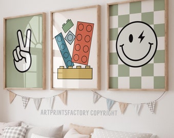 Boys Building Blocks Prints: Playroom Wall Art (Digital Download)