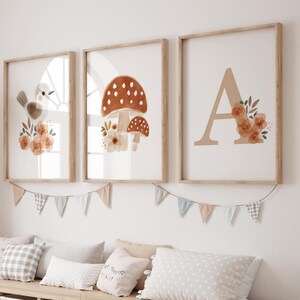 Mädchen Schlafzimmer Drucke, CUSTOM LETTER, Mädchen Raum Dekor, Mädchen Wand Kunst, Pilz Druck, Kinderzimmer Dekor, Floral, Girly, Blumenmädchen Druck, Boho Mädchen