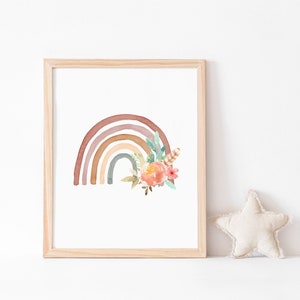 NEUTRAL Rainbow Print, Boho Rainbow Print, Blush Rainbow Print, baby girl gift,Rainbow Printable , Vintage Rainbow, Rainbow Nursery, floral image 2