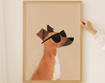 Puppy Nursery Print, boys wall art, Dog with Sunglasses (Digital Download) printable poster