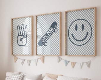 Blaues Skateboard Poster Set, Poster für Babyzimmer (digitaler Download)