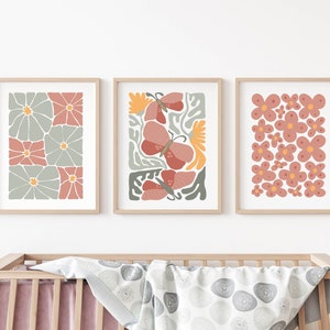Arte de parede floral para meninas, arte de parede para impressão, impressão de flores, arte de parede rosa blush, impressão de flores mínimas, pôster do mercado de flores, impressão de berçário