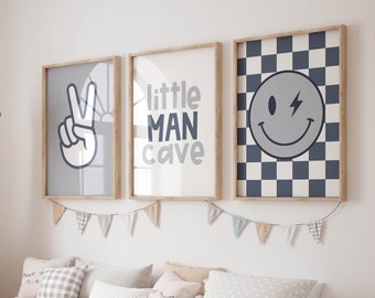 Little man cave Smile Gallery Wall Set of 3 Downloadable Prints, Boy Room Decor, Kids Room, Quote Play Wall Art, Printable wall art, nursery