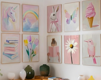 Pastel Girl Print Set: Nursery Gallery Wall Art (Digital Download)